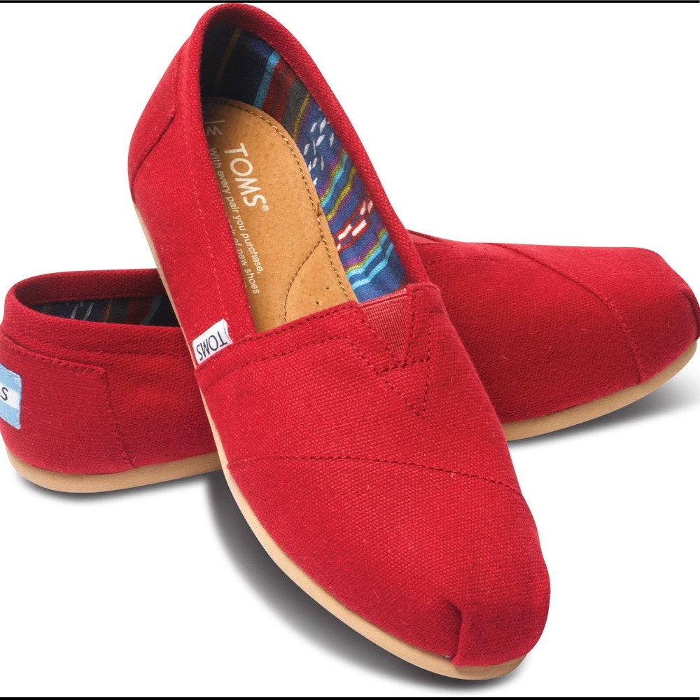 Red slip on Toms